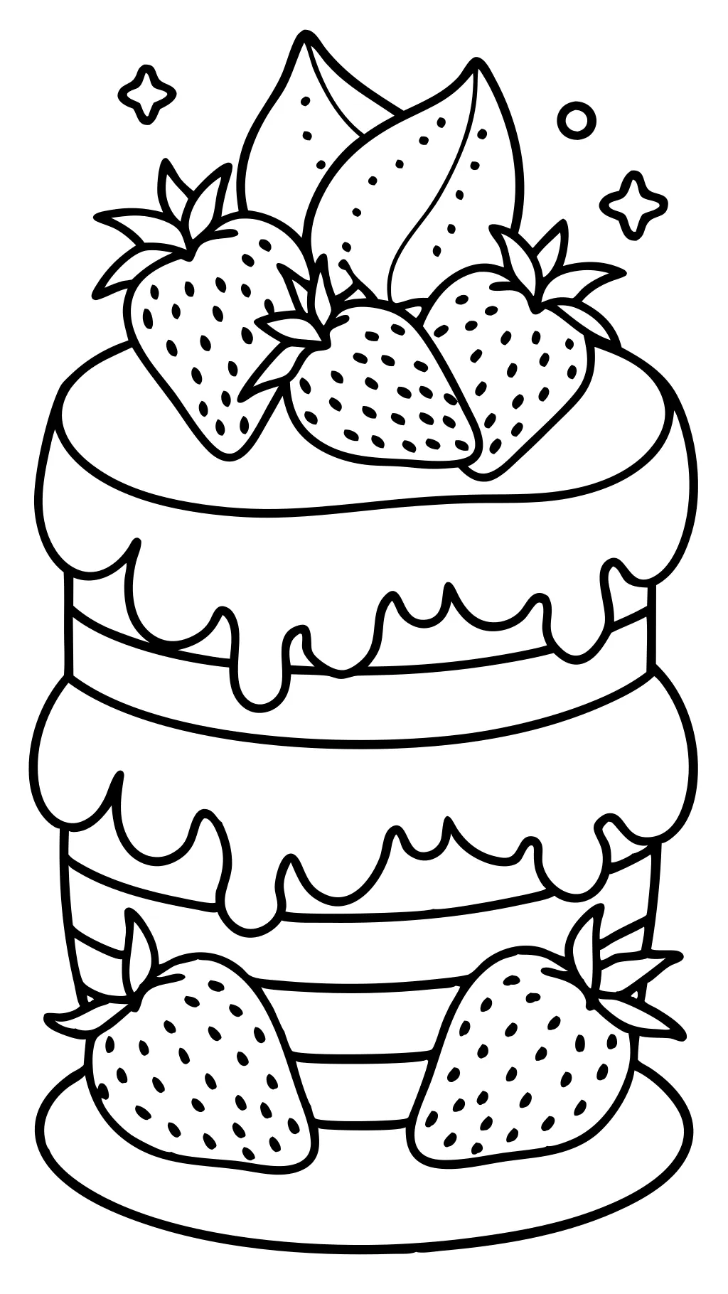 coloriages de gâteaux courts aux fraises